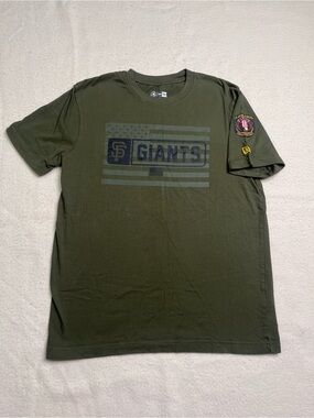 New Era MLB SF San Francisco Giants Armed Forces USA Military T Shirt Mens M Vtg